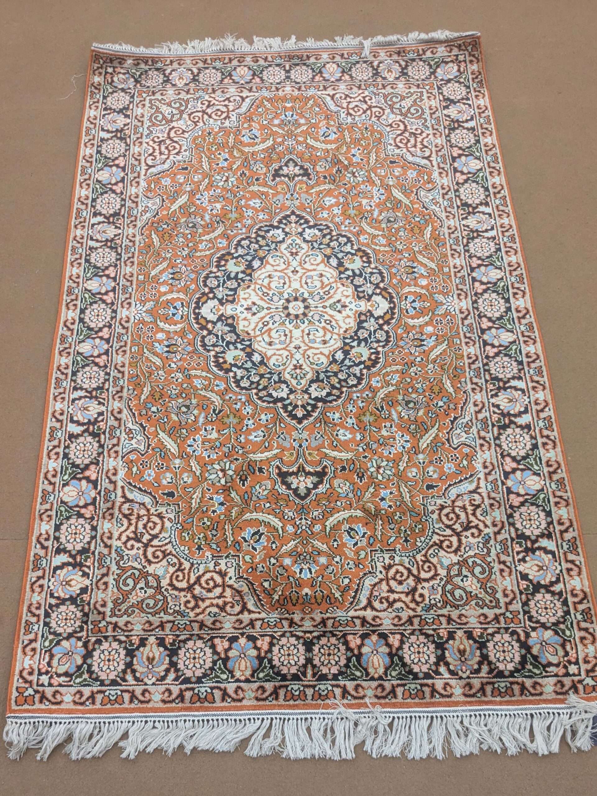 Persian Design Silk On Cotton Knotted Carpet - 3FT X 5FT | 90CM X 150CM
