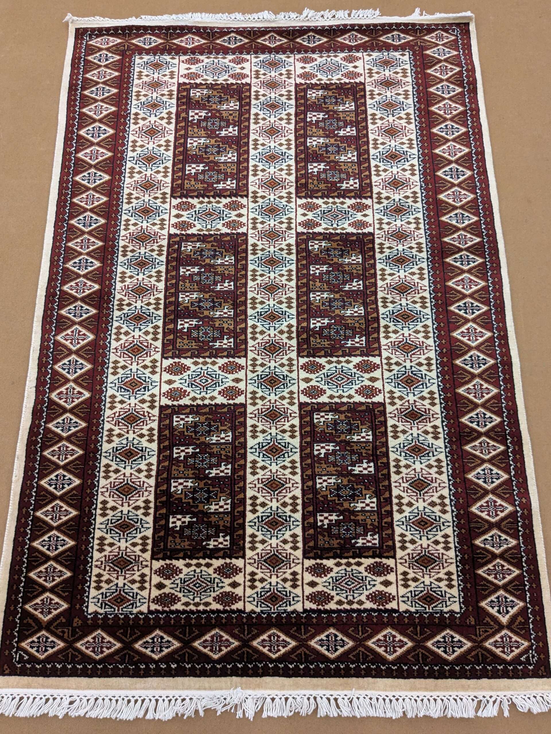 Beige Tribal Hand Knotted Wool Carpet - 4FT X 6FT | 120CM X 180CM