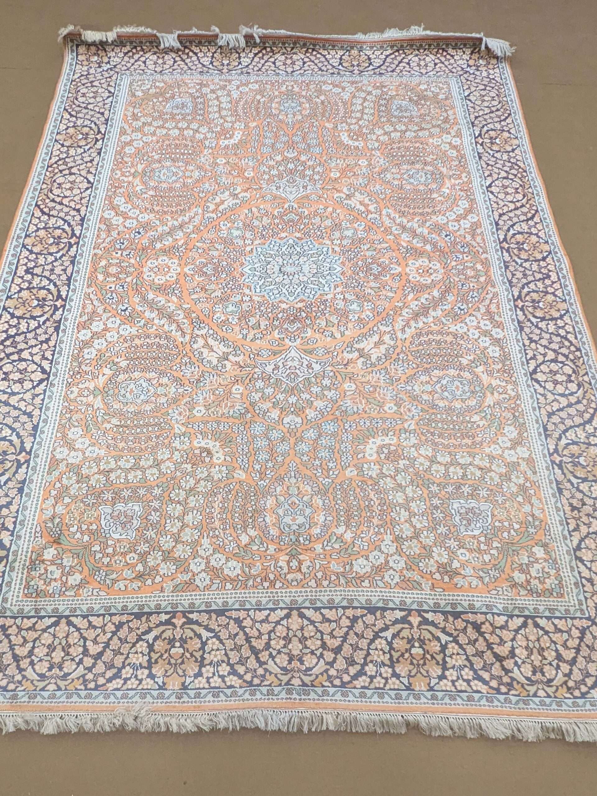 Unique Traditional Design Silk On Cotton Knotted Carpet - 6FT X 9FT | 180CM X 270CM