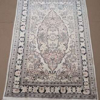 Beige Persian Silk On Cotton Knotted Carpet - 2.5FT X 4FT | 76CM X 122CM