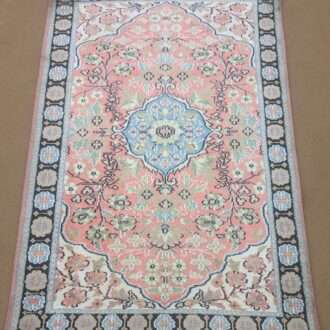 Pink Floral Silk On Cotton Knotted Carpet - 2.5FT X 4FT | 76CM X 122CM