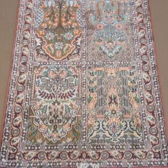 Paradise Red Mughal Garden Tribal Silk On Cotton Knotted Carpet - 2.5FT X 4FT | 76CM X 122CM