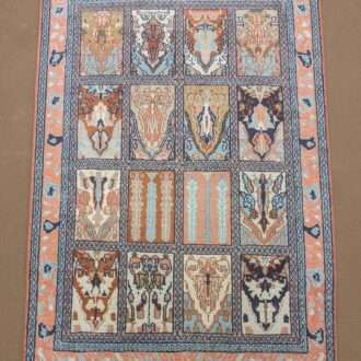 Mughal Garden Silk On Cotton Knotted Carpet - 2.5FT X 4FT | 76CM X 122CM