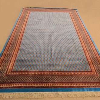 Blue Baby Elephant Foot Print Hand Knotted Wool Carpet - 9FT X 12FT | 270CM X 360CM