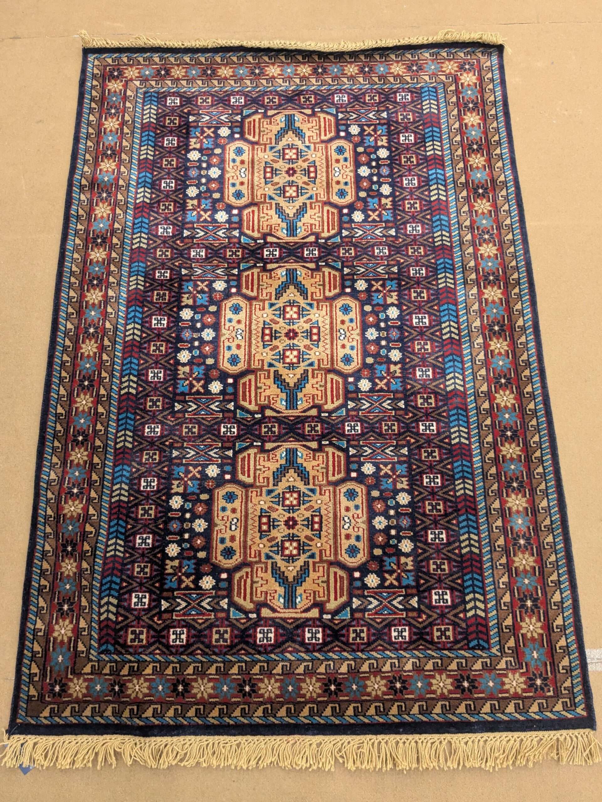 Tribal Design Hand Knotted Wool Carpet - 4FT X 6FT | 120CM X 180CM