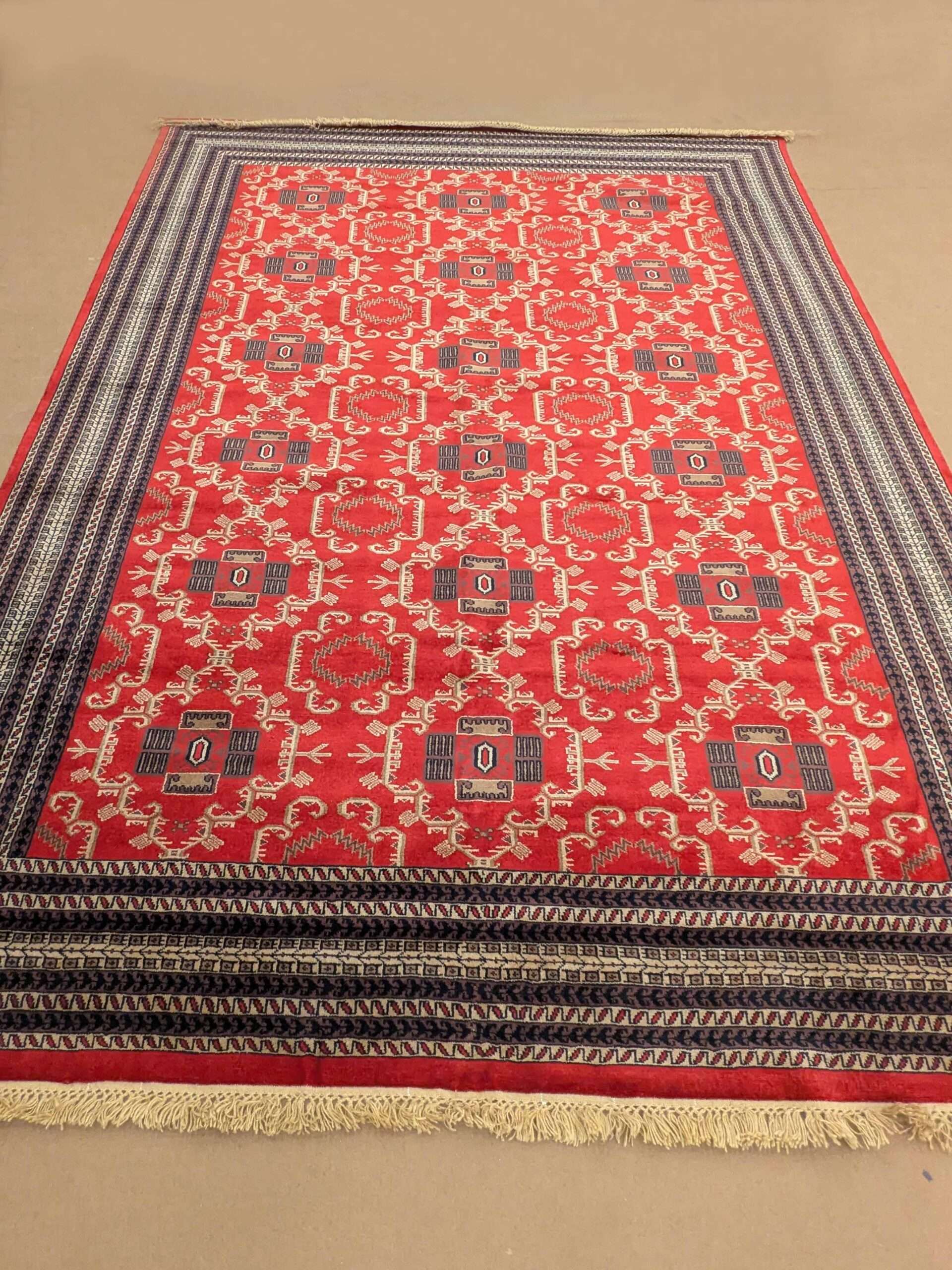 Red Tribal Hand Knotted Wool Carpet - 9FT X 12FT | 270CM X 360CM