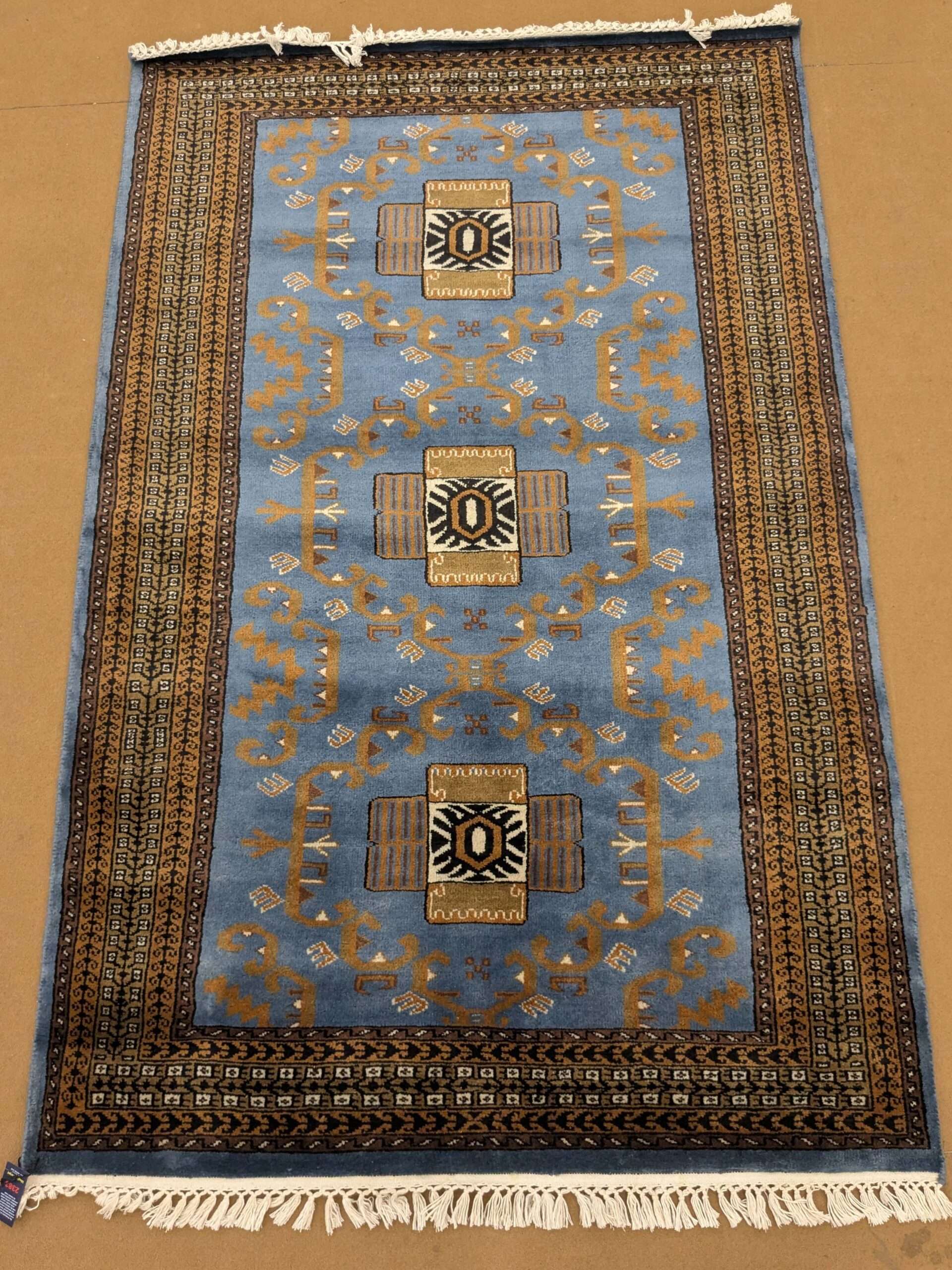 Blue Tribal Hand Knotted Wool Carpet - 4FT X 6FT | 120CM X 180CM