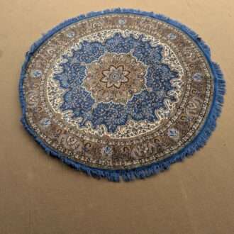 Blue Persian Hand Knotted Round Wool Carpet - 3FT X 3FT | 90CM X 90CM