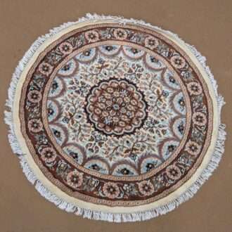 Beige Tribal Hand Knotted Round Wool Carpet - 4FT X 4FT | 120CM X 120CM