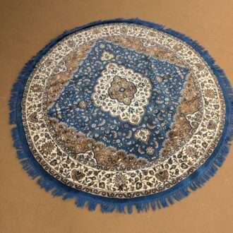 Blue Persian Hand Knotted Round Wool Carpet - 6FT X 6FT | 180CM X 180CM
