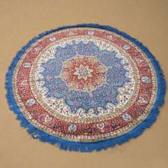 Blue Persian Hand Knotted Round Wool Carpet - 6FT X 6FT | 180CM X 180CM