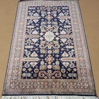 Blue Tribal Hand Knotted Wool Carpet - 4FT X 6FT | 120CM X 180CM