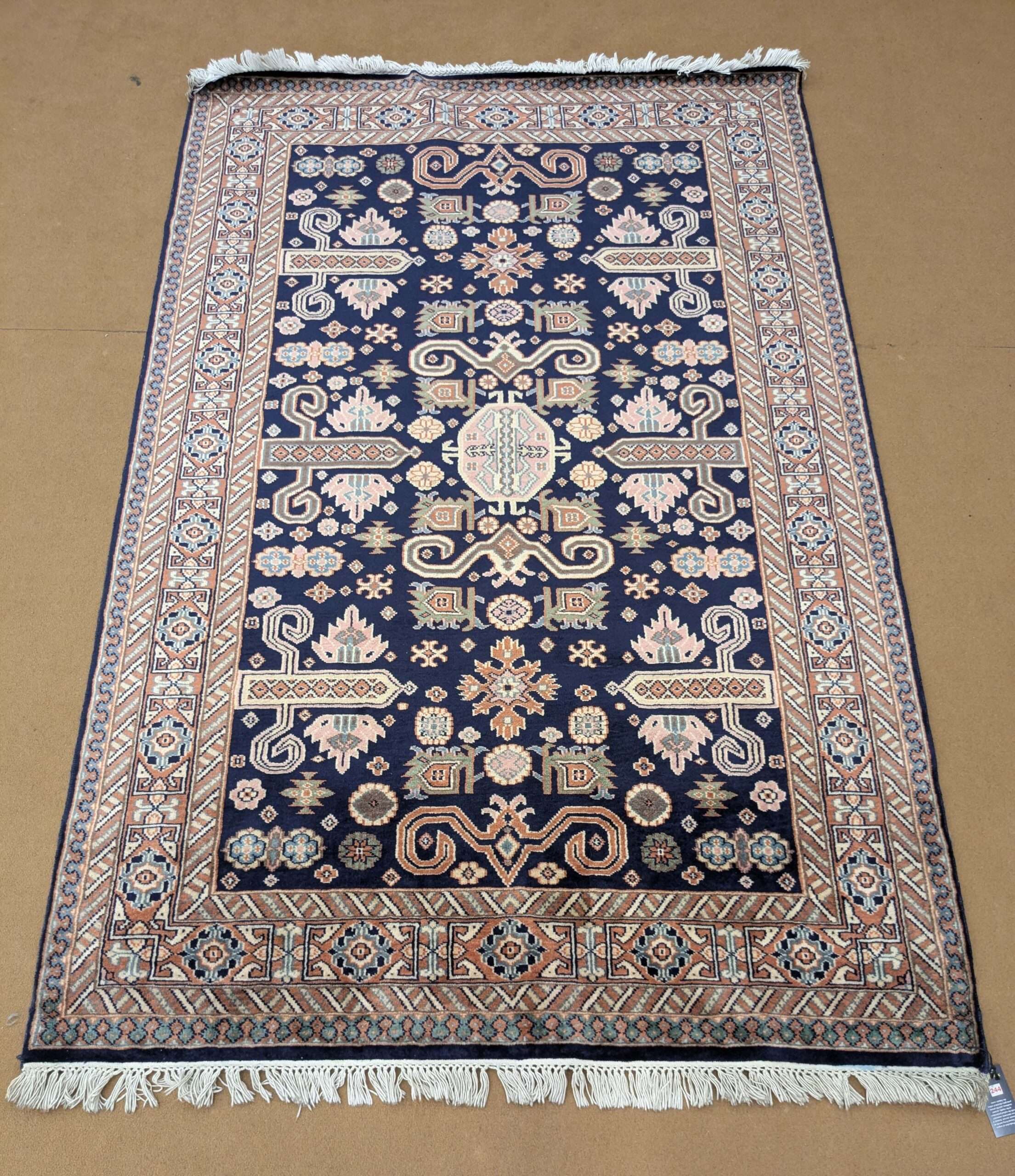 Blue Tribal Hand Knotted Wool Carpet - 4FT X 6FT | 120CM X 180CM