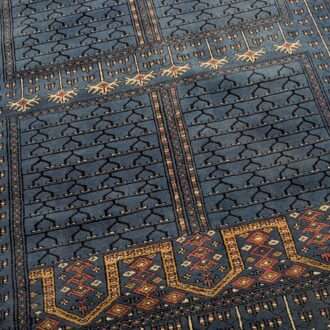 Blue Family Elephant Design Hand Knotted Wool Carpet - 4FT X 6FT | 120CM X 180CM