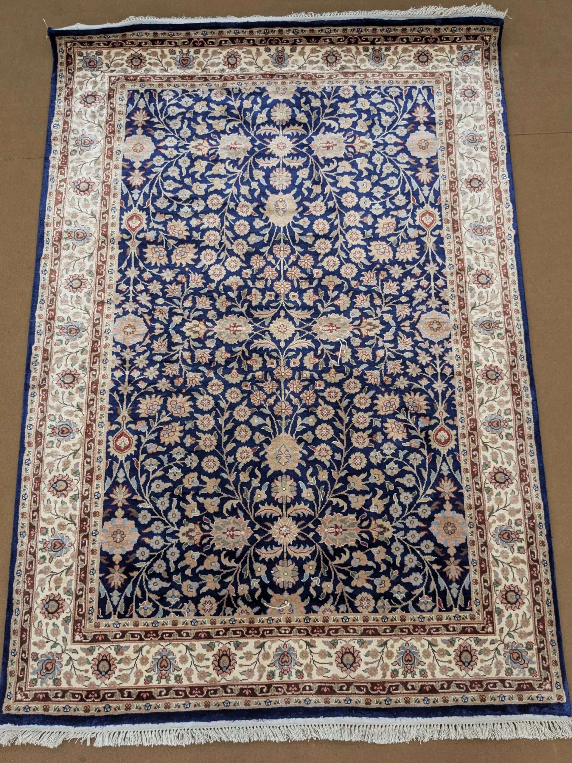 Blue Persian Hand Knotted Wool Carpet - 4FT X 6FT | 120CM X 180CM