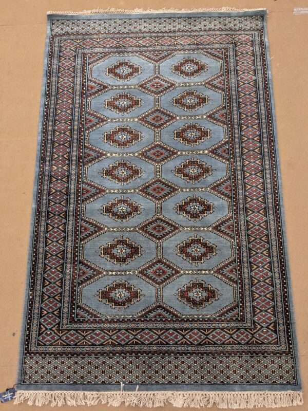 Grey Tribal Knotted Wool Carpet - 4FT X 6FT | 120CM X 180CM