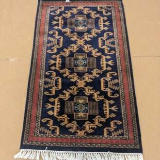 Blue Tribal Hand Knotted Wool Carpet - 2.5FT X 4FT | 76CM X 122CM