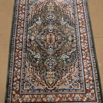 Green persian Hand Knotted Wool Carpet - 2.5FT X 4FT | 76CM X 122CM