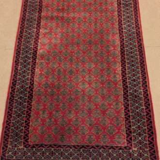 Red Baby Elephant Foot Print Knotted Wool Carpet - 2.5FT X 4FT | 76CM X 122CM