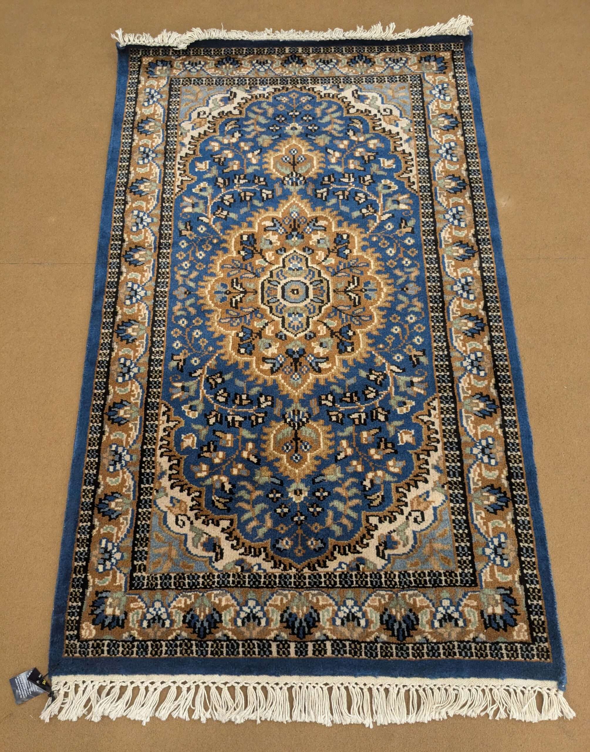 Blue Persian Hand Knotted Wool Carpet - 2.5FT X 4FT | 76CM X 122CM