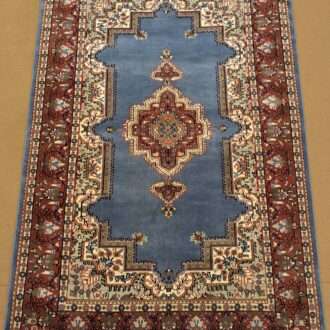 Blue Kirman Hand Knotted Wool Carpet - 4FT X 6FT | 120CM X 180CM