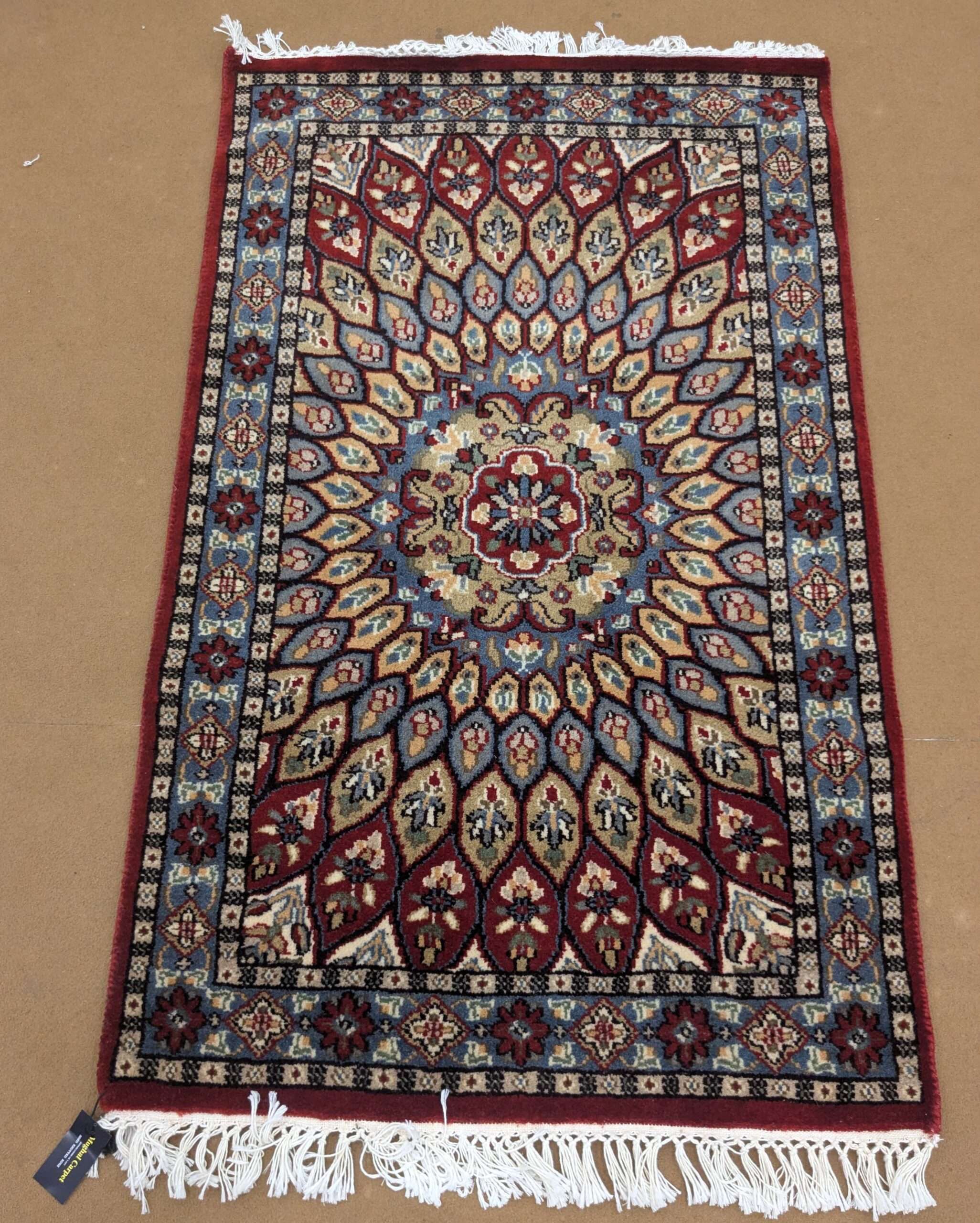 Red Mandola Hand Knotted Wool Carpet - 2.5FT X 4FT | 76CM X 122CM