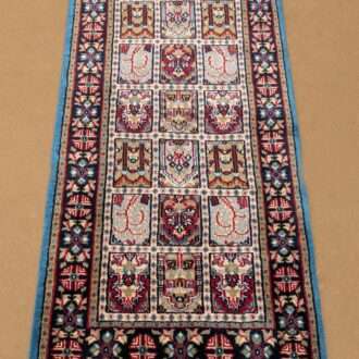 Blue Mughal Garden Hand Knotted Wool Carpet - 2.5FT X 4FT | 76CM X 122CM
