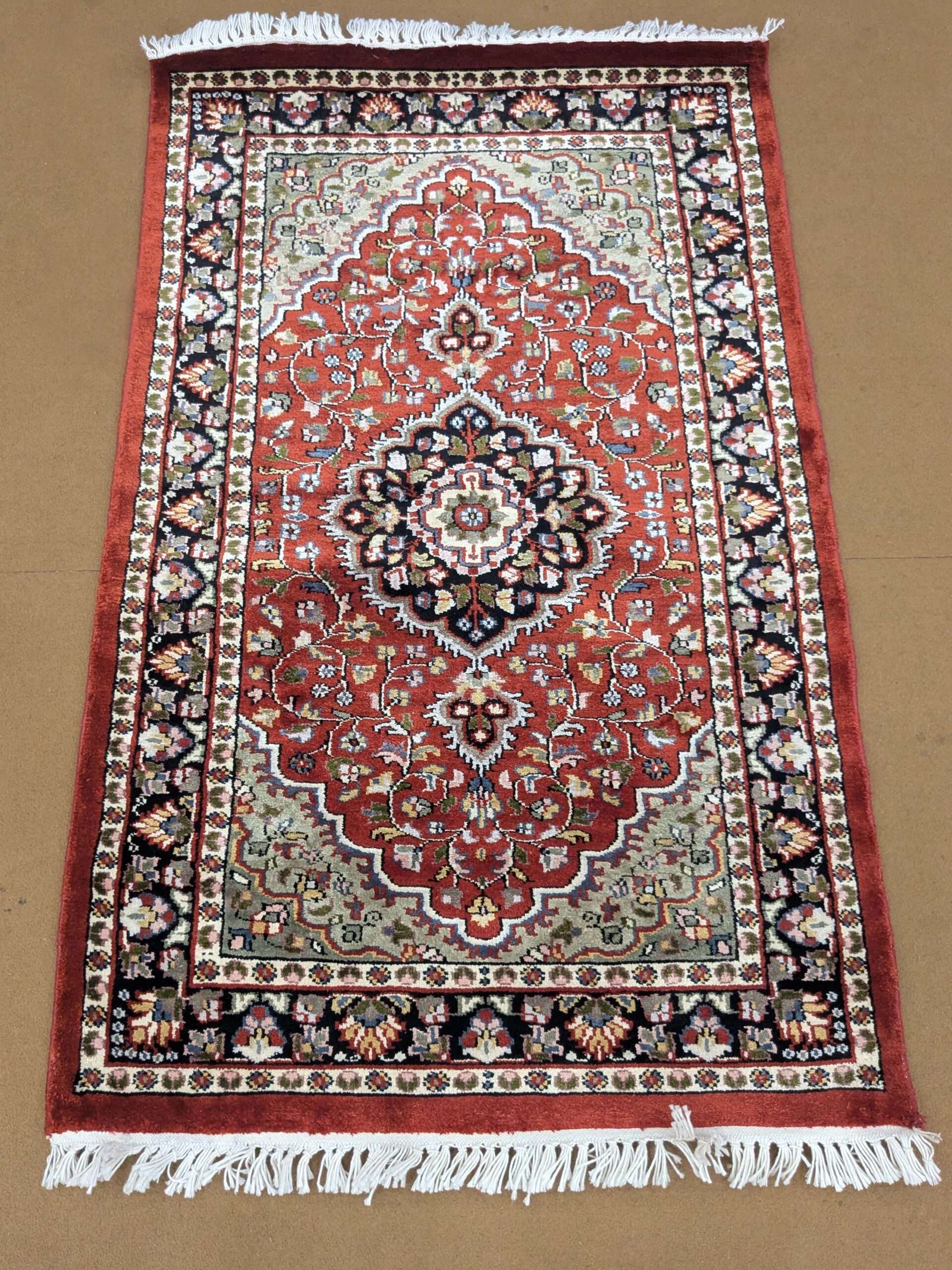 Red Persian Hand Knotted Wool Carpet - 2.5FT X 4FT | 76CM X 122CM