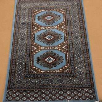 Blue Tribal Hand Modern Hand Knotted Wool Carpet - 2.5FT X 4FT | 76CM X 122CM