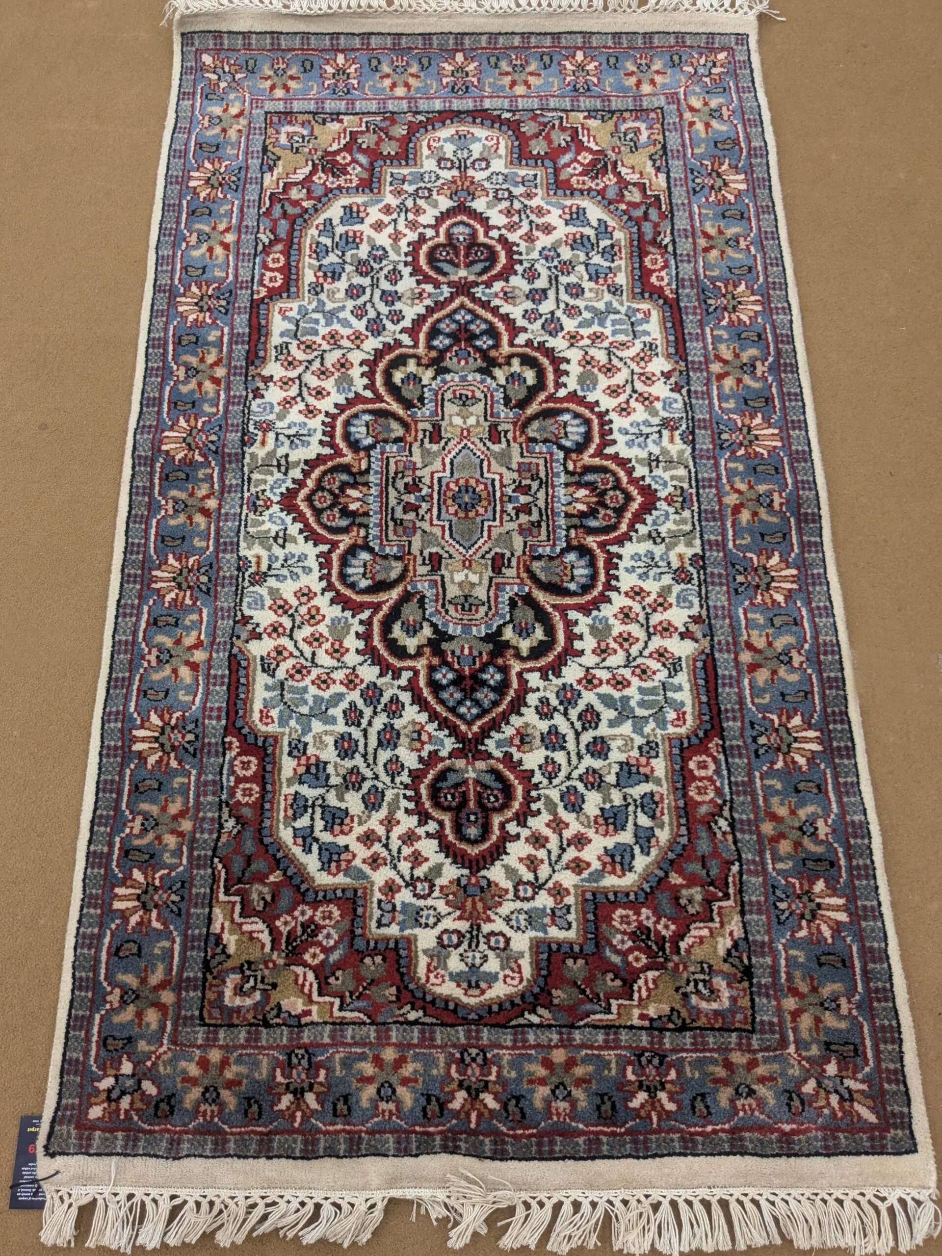 White Persian Hand Knotted Wool Carpet - 2.5FT X 4FT | 76CM X 122CM