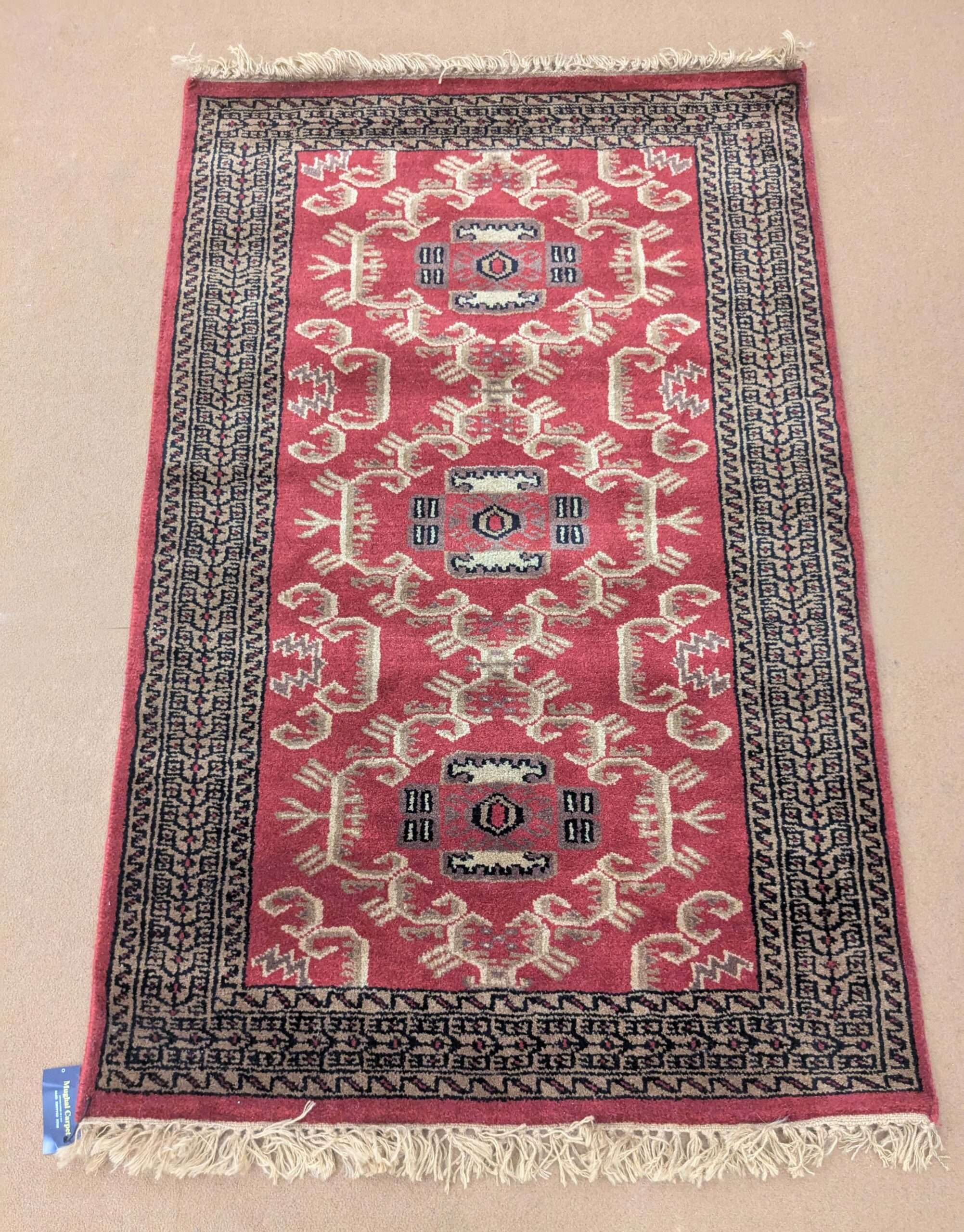 Red Tribal Hand Knotted Wool Carpet - 2.5FT X 4FT | 76CM X 122CM