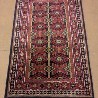 Blue Tribal Hand Knotted Wool Carpet - 2.5FT X 4FT | 76CM X 122CM