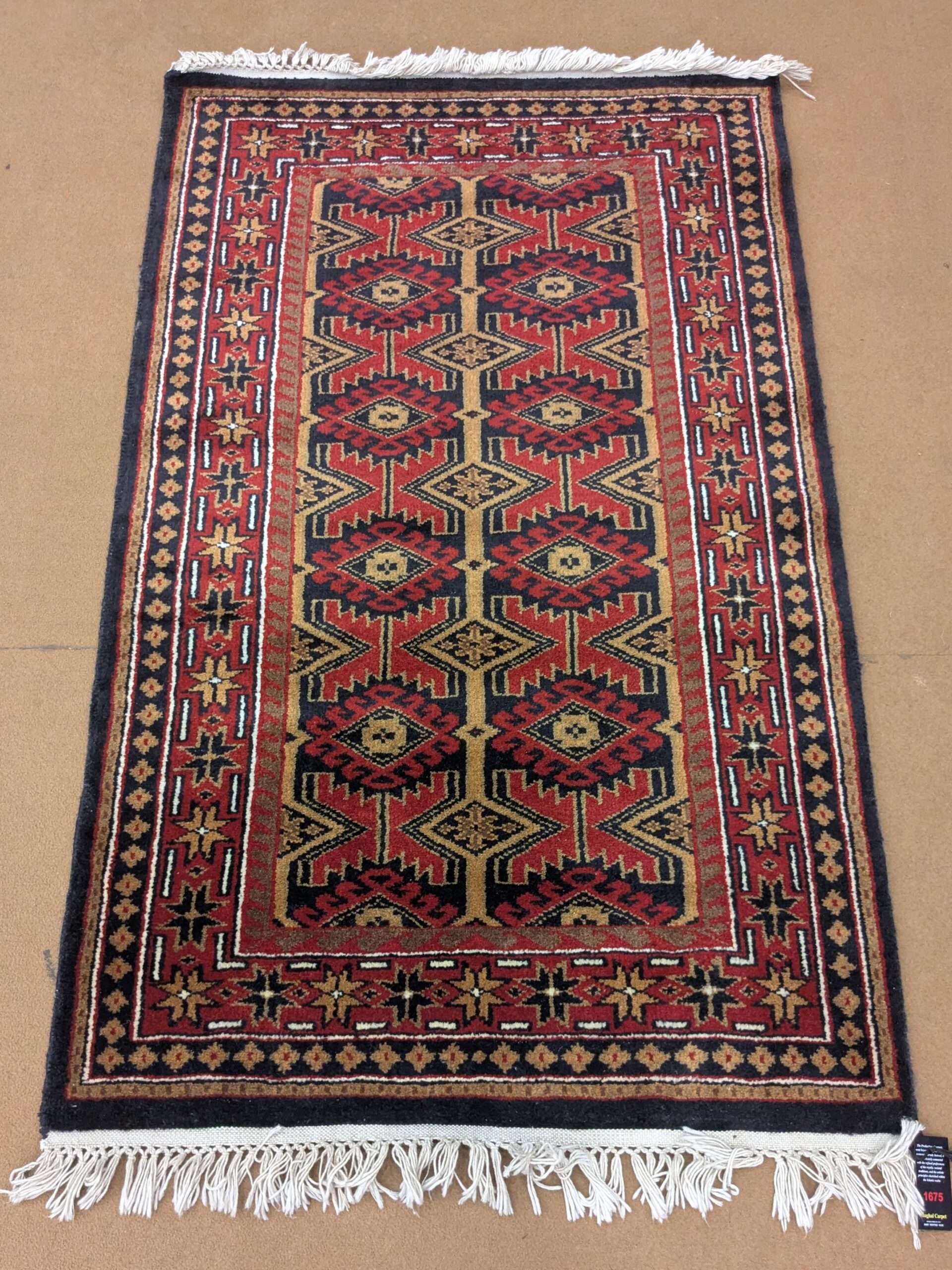 Blue Tribal Hand Knotted Wool Carpet - 2.5FT X 4FT | 76CM X 122CM