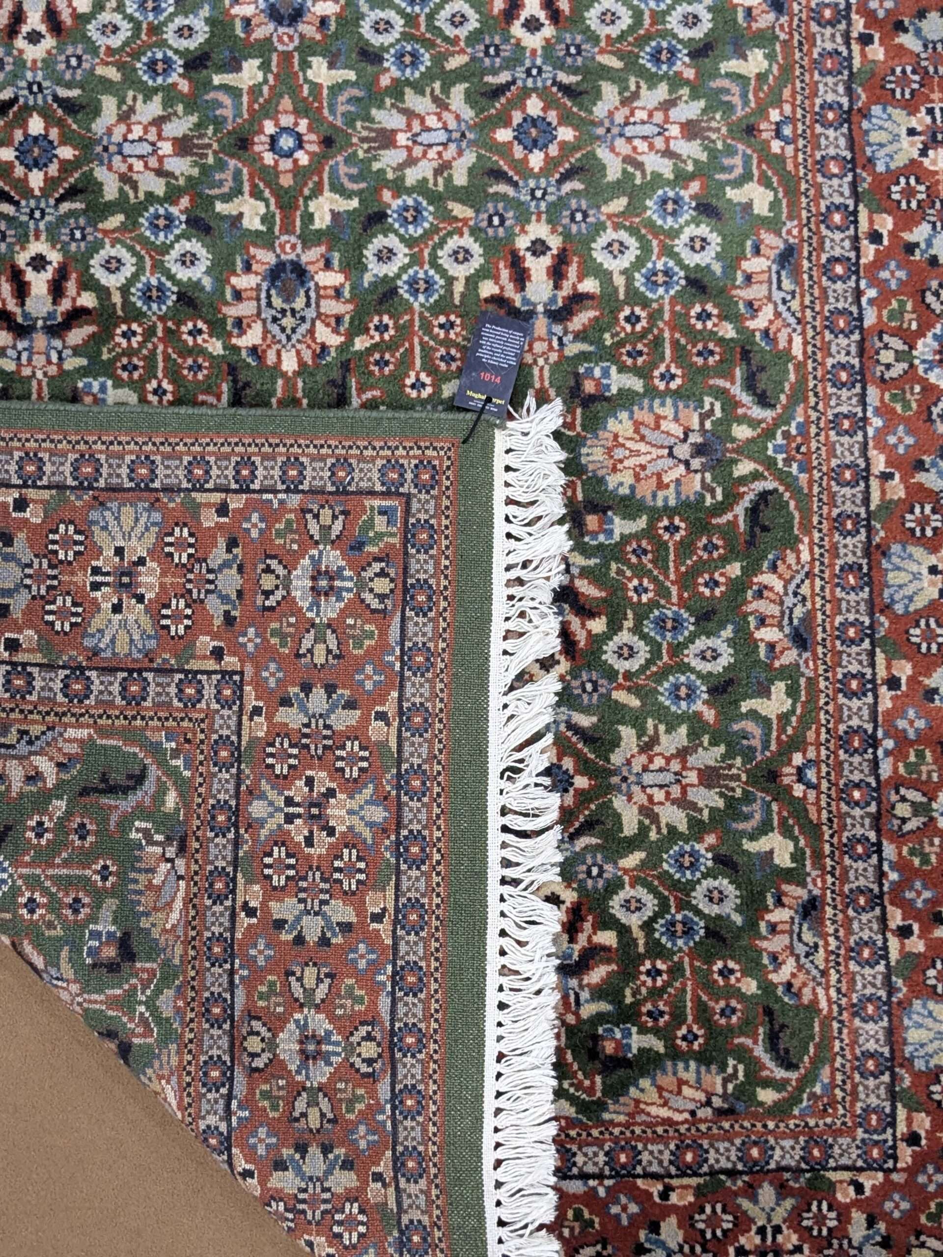 Green Tribal Floral Hand Knotted Wool Carpet - 4FT X 6FT | 120CM X 180CM - Image 4