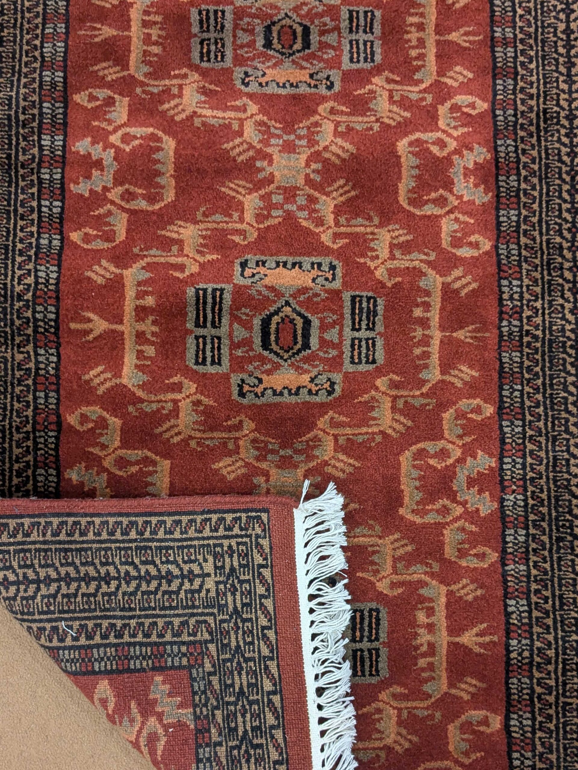 Red Tribal Unique Knotted Wool Carpet - 2.5FT X 4FT | 76CM X 122CM - Image 2