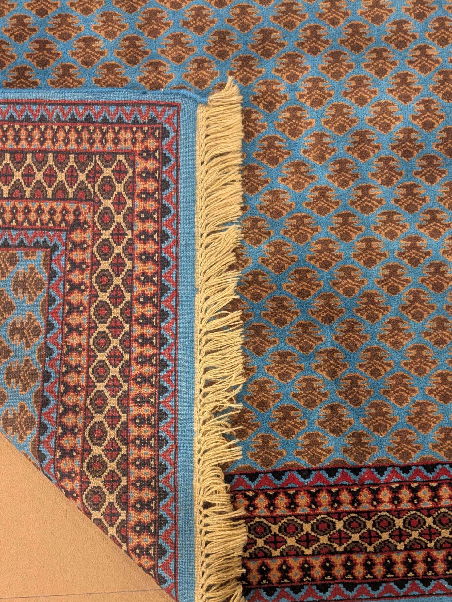 Blue Baby Elephant Foot Print Hand Knotted Wool Carpet - 5FT X 7FT | 150CM X 210CM - Image 2