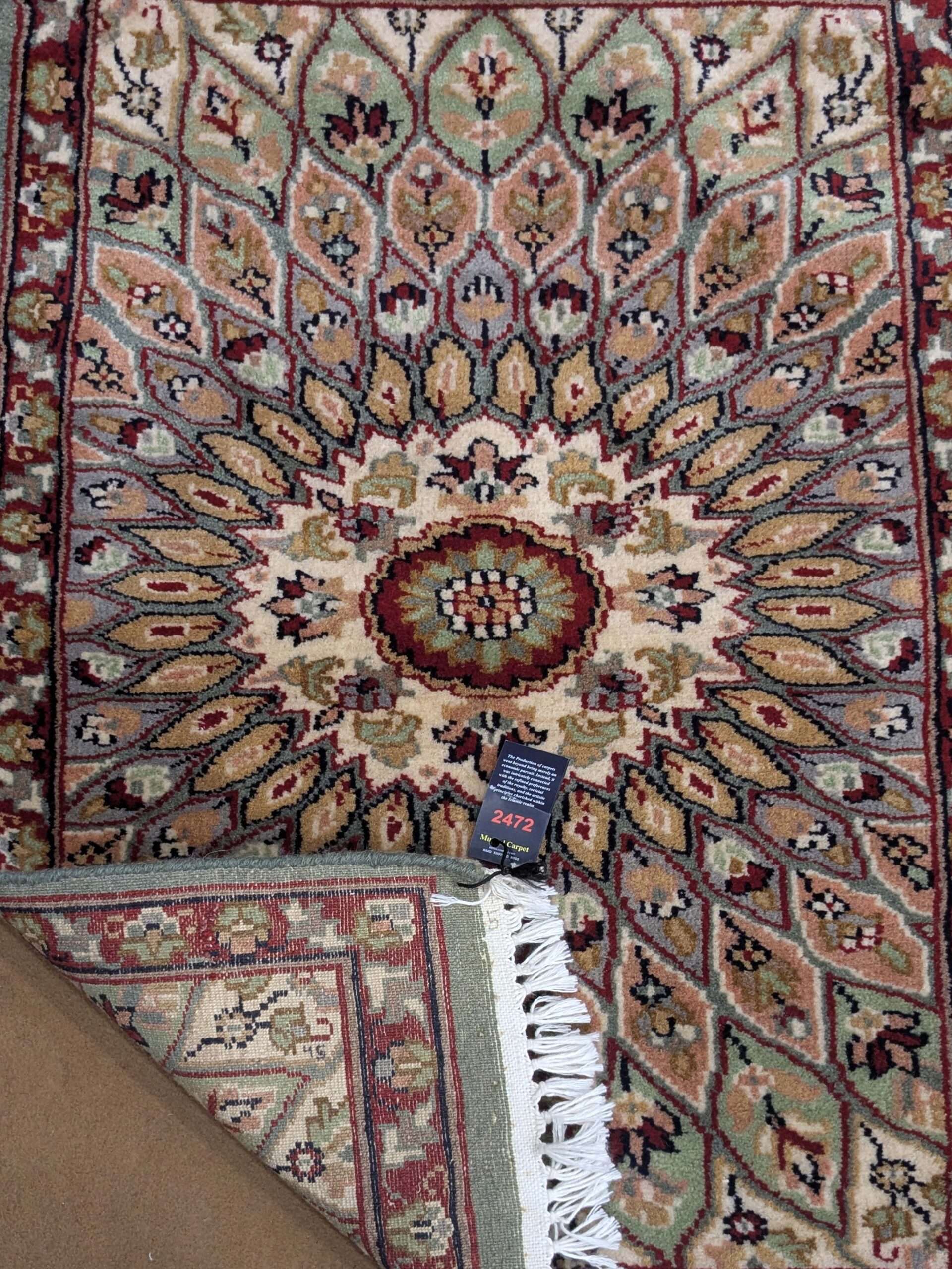 Green Mandela Hand Knotted Wool Carpet - 2FT X 3FT | 60CM X 90CM - Image 2