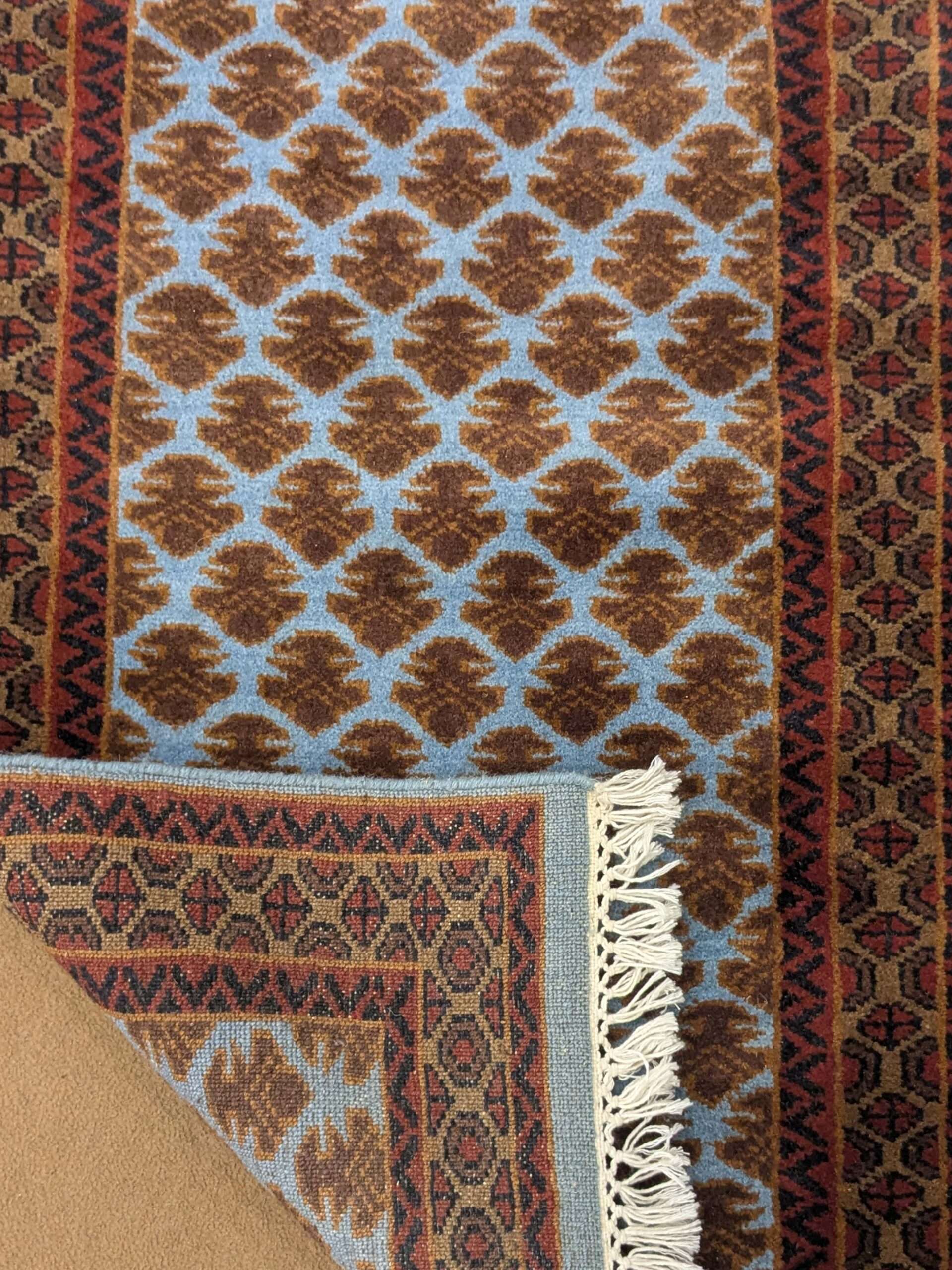 Blue Baby Elephant Foot Print Hand Knotted Wool Carpet - 2FT X 3FT | 60CM X 90CM - Image 2