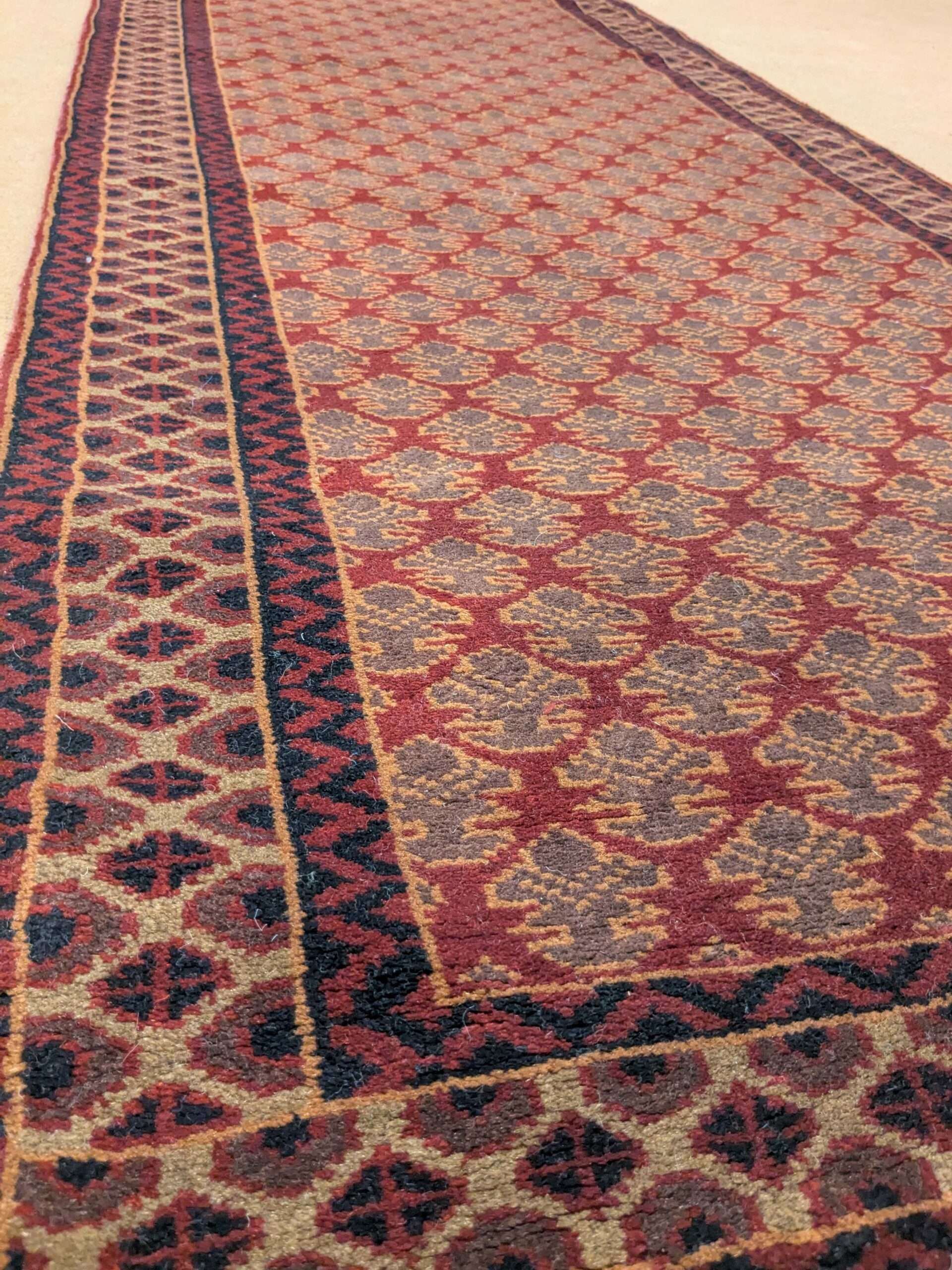 Red Baby Elephant Foot Print Hand Knotted Runner Wool Carpet - 2.5FT X 8FT | 75CM X 240CM - Image 2