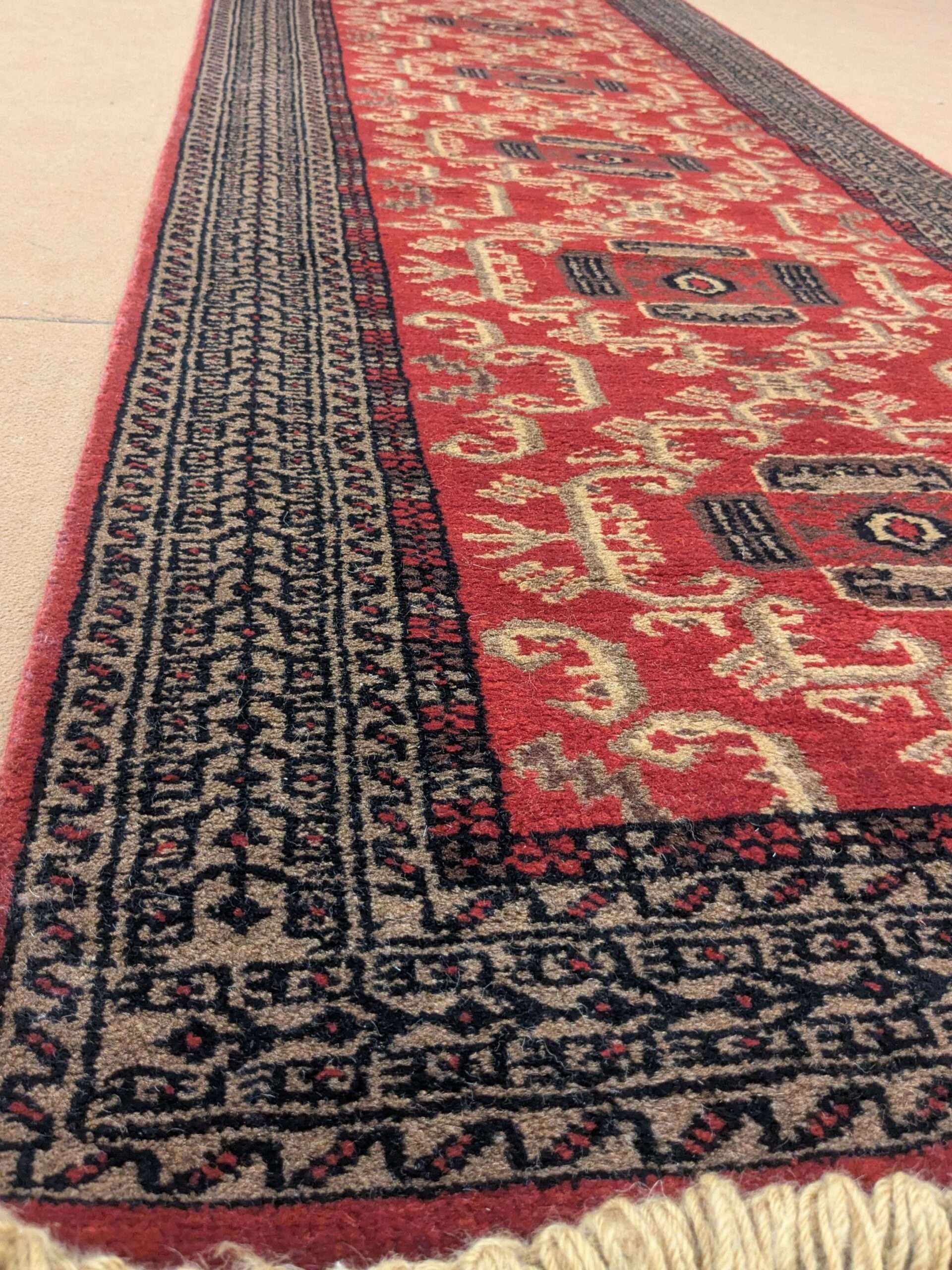 Red Tribal Hand Knotted Runner Wool Carpet - 2.5FT X 8FT | 75CM X 240CM - Image 2