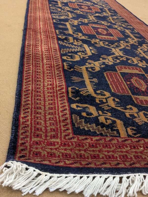 Black Tribal Hand Knotted Runner Wool Carpet - 2.5FT X 10FT | 75CM X 300CM - Image 2