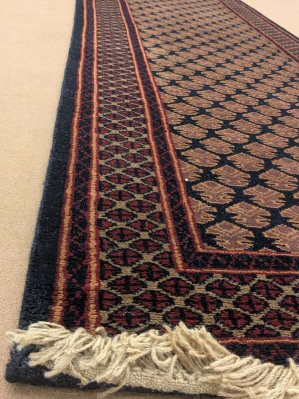 Black Baby Elephant Foot Print Hand Knotted Runner Wool Carpet - 2.5FT X 10FT | 75CM X 300CM - Image 2