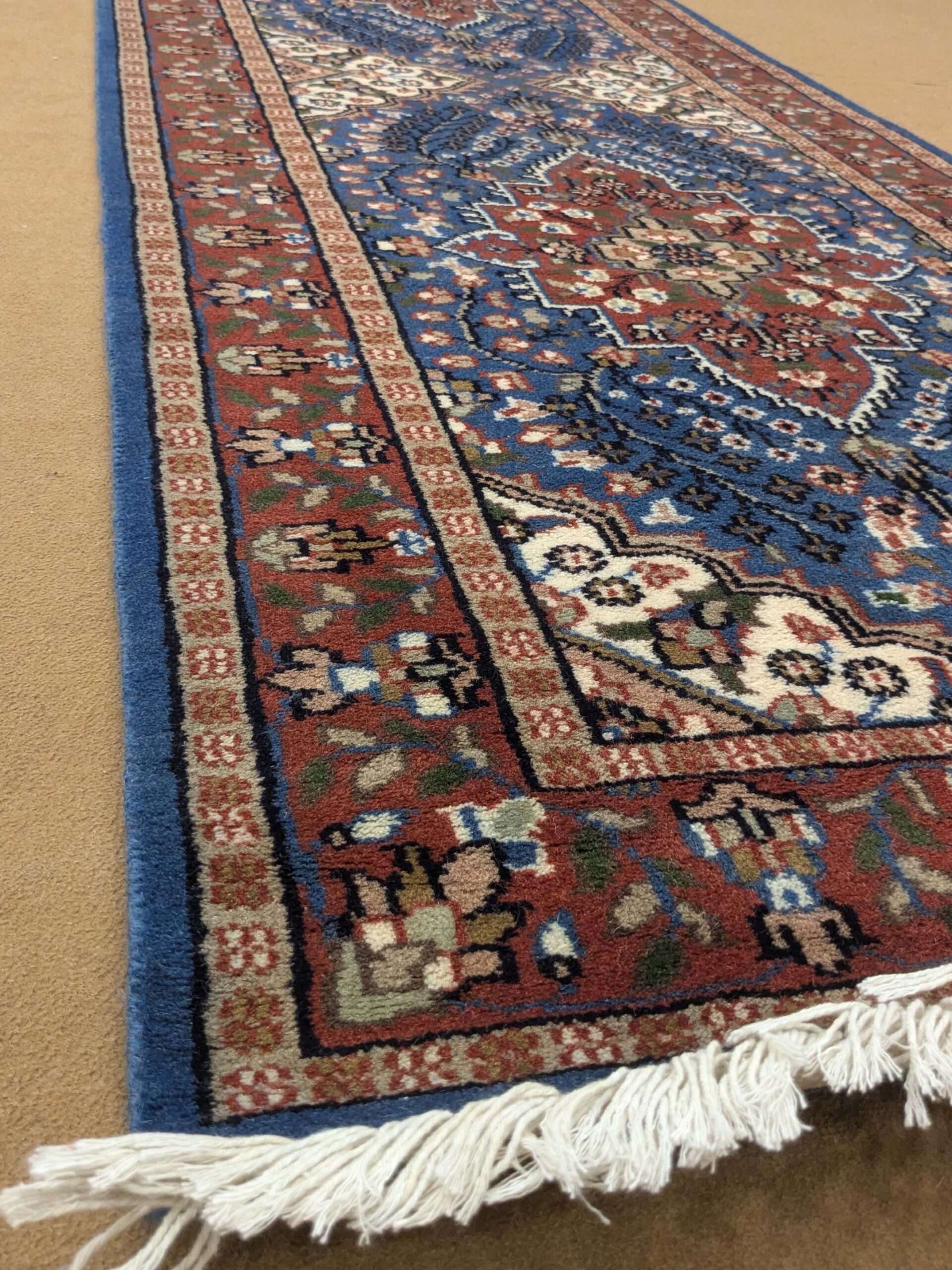 Blue Persian Hand Knotted Runner Wool Carpet - 2.5FT X 10FT | 75CM X 300CM - Image 3