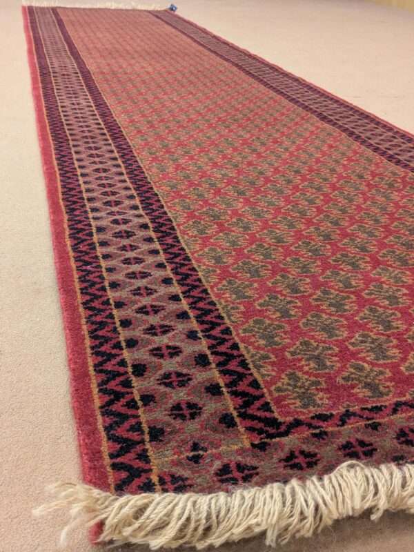 Red Baby Elephant Foot Print Hand Knotted Runner Wool Carpet - 2.5FT X 10FT | 75CM X 300CM - Image 2