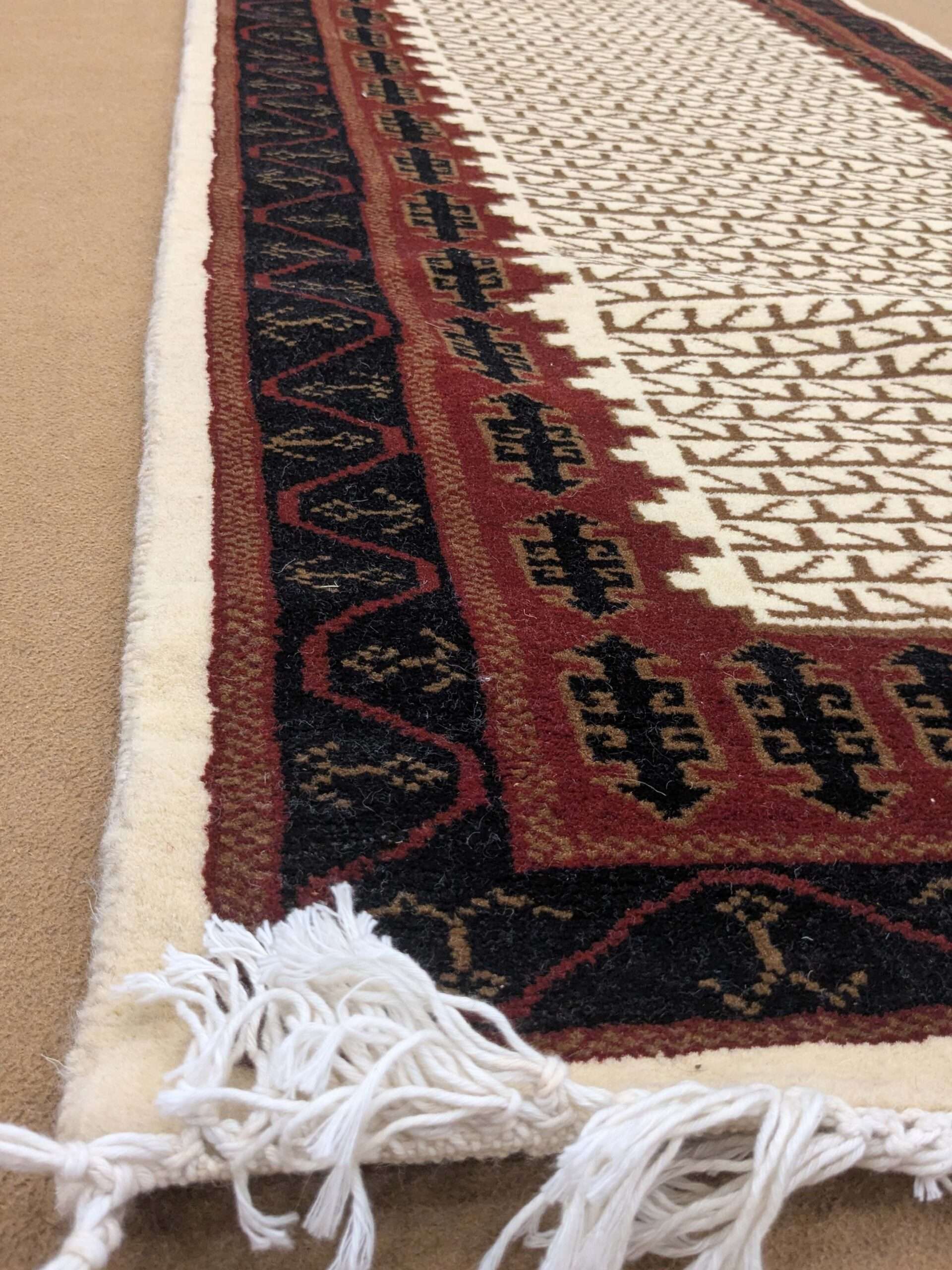 Beige Tribal Hand Knotted Runner Wool Carpet - 2.5FT X 10FT | 75CM X 300CM - Image 3
