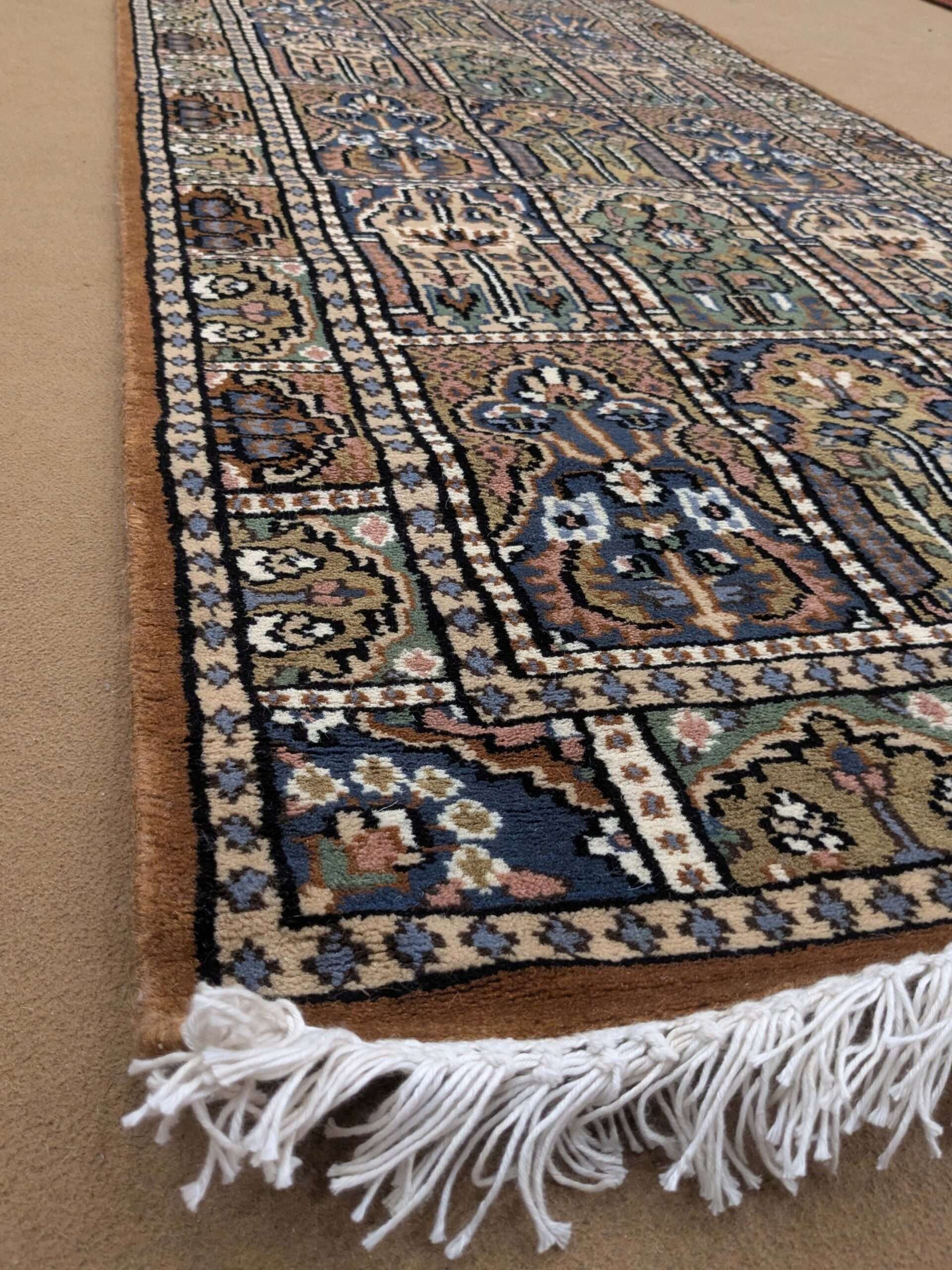 Mughal Garden Hand Knotted Runner Wool Carpet - 2.5FT X 10FT | 75CM X 300CM - Image 3