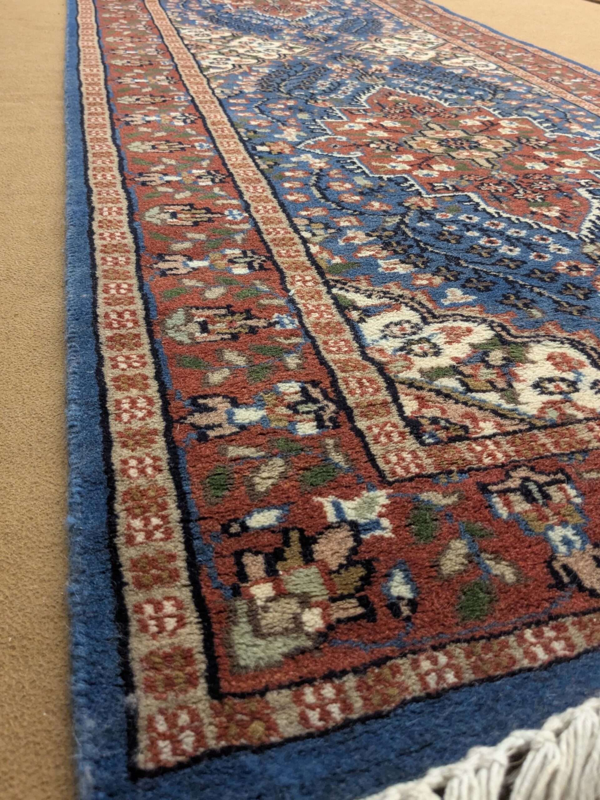 Blue Persian Hand Knotted Runner Wool Carpet - 2.5FT X 10FT | 75CM X 300CM - Image 3