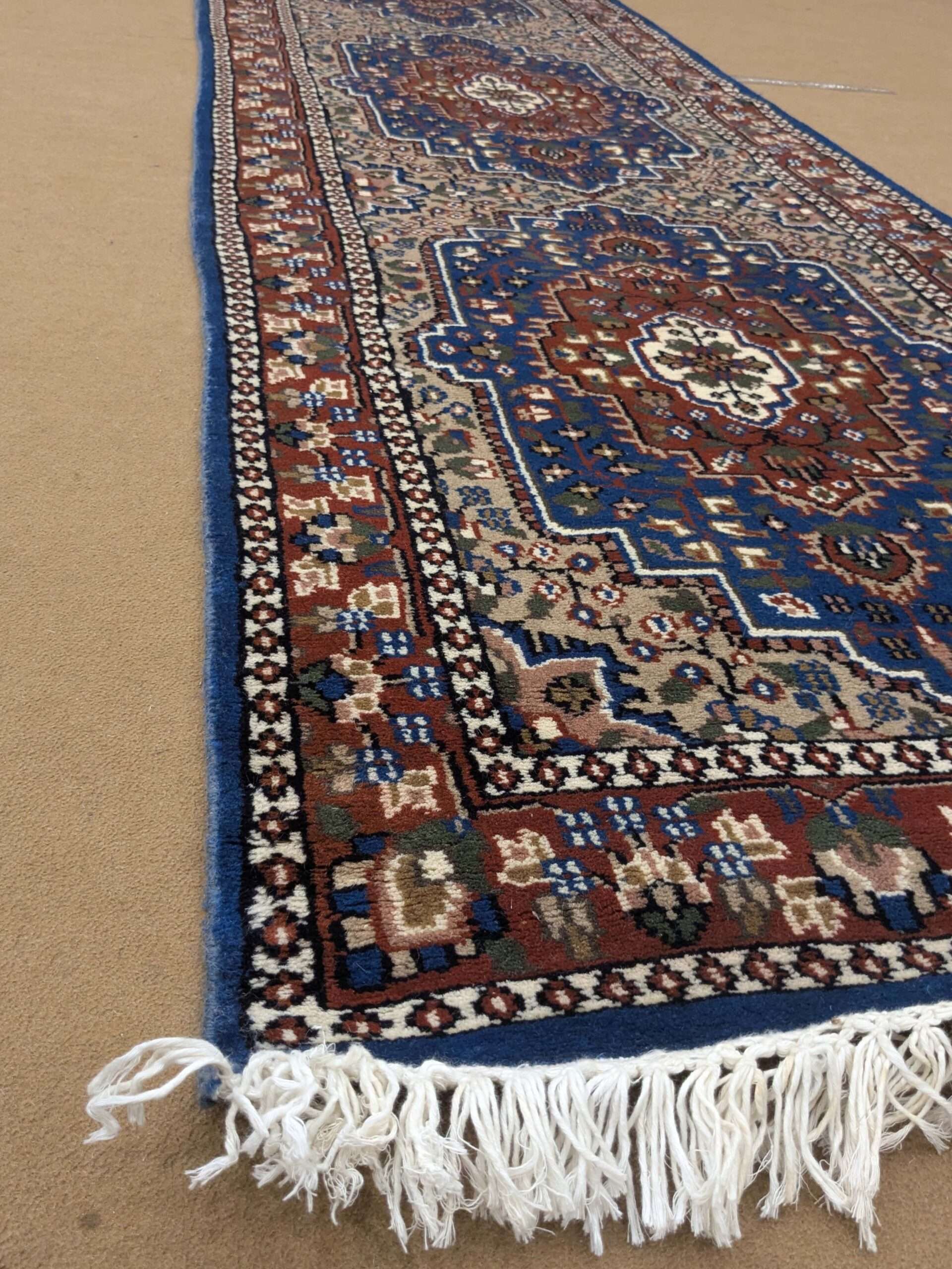 Blue Persian Hand Knotted Runner Wool Carpet - 2.5FT X 10FT | 75CM X 300CM - Image 3