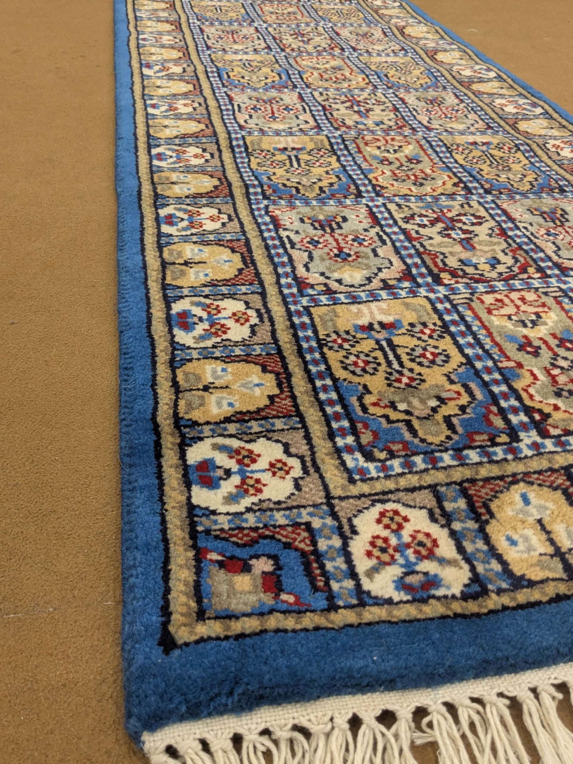 Blue Mughal Garden Hand Knotted Runner Wool Carpet - 2FT X 6FT | 60CM X 180CM - Image 2