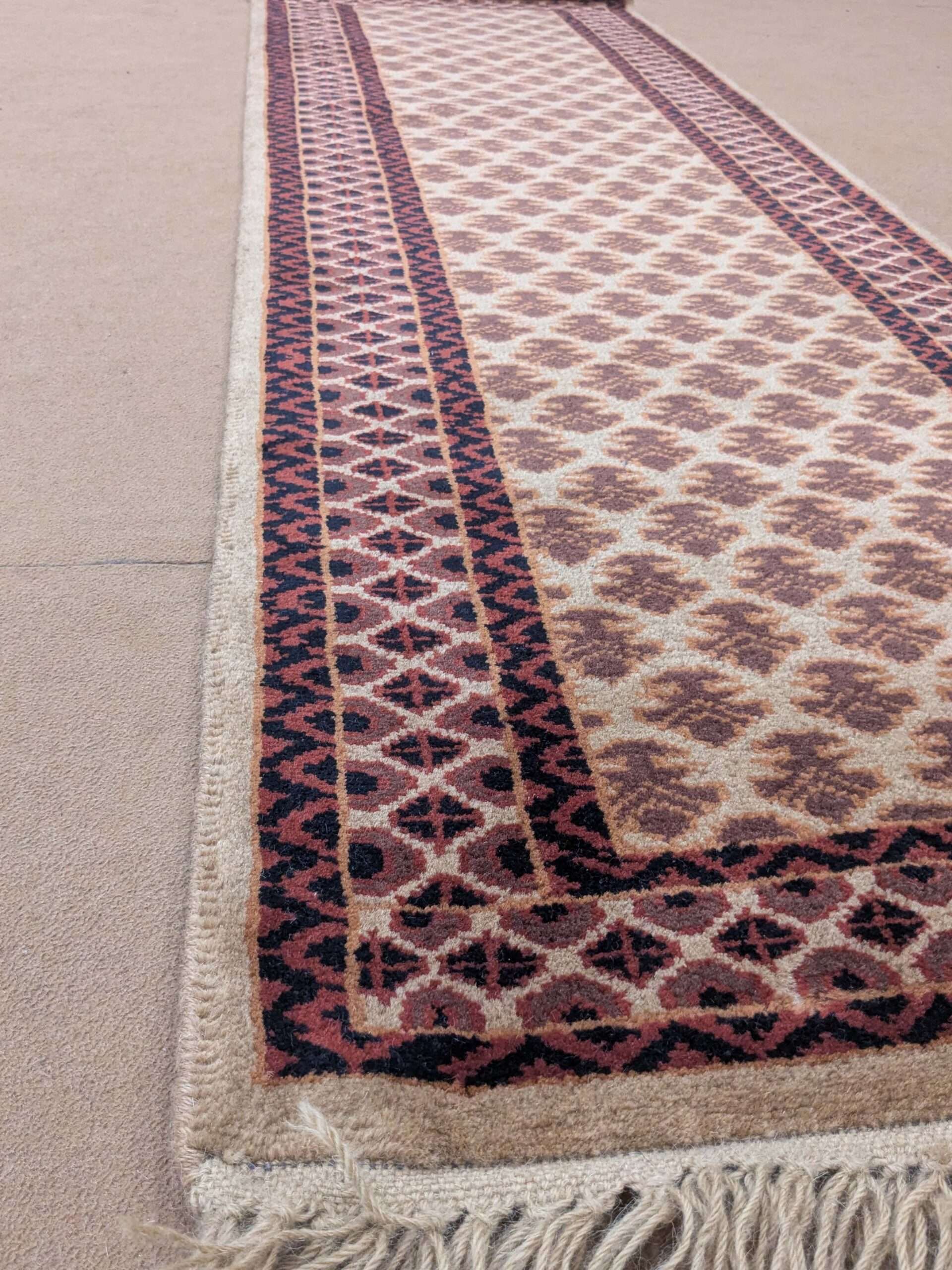 Beige Baby Elephant Foot Print Hand Knotted Runner Wool Carpet - 2FT X 6FT | 60CM X 180CM - Image 3